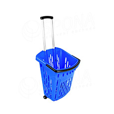 Košík nákupný na kolieskach, objem 38 l, modrý plast