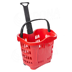 Košík nákupný na kolieskach, objem 43 L, červený plast