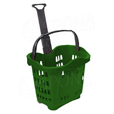 Košík nákupný na kolieskach, objem 43 L, zelený plast