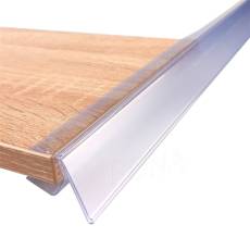 Cenovková lišta násuvná na police 16 až 18 mm, 40 x 1200 mm, sklon 15°, priehľadná