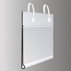 Krátka cenovková lišta, závesná s úchytmi, 40 x 70 mm, priehľadná