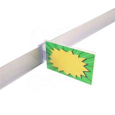 Držiak cenovky na cenovkovú lištu do 3 mm, transparentný plast