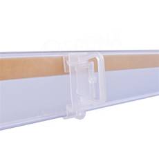 Držiak cenovky na cenovkovú lištu do 3 mm, pre cenovku s dierkou 4 mm, transparent