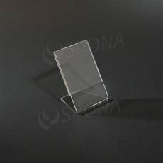 Plexisklový L stojanček A7, na výšku i na šírku, 105 x 74 mm