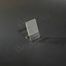 Plexisklový L stojanček A8, na výšku i na šírku, 74 x 52 mm