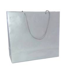 Papierová taška LAMINO, 35 x 13 x 31 cm, strieborná lesklá