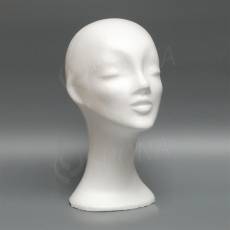 Hlava dámska DEKOR vysoká, polystyrén, biela