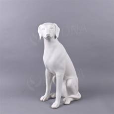 Figurína - pes sediaci, biela farba, pohľad vľavo