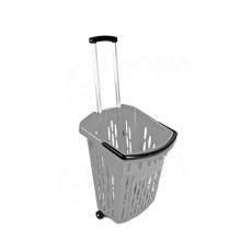 Nákupný košík na kolieskach, objem 38 litrov, šedý plast