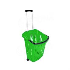 Nákupný košík na kolieskach, objem 38 litrov, zelený plast