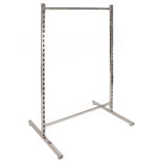 Stojan 1041N4, obojstranný, šírka 122 cm, výška 140 cm, chróm, plastové kolieska