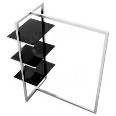 Štender 1222 s policami, výška 135 cm, šírka 100 cm, nerez a čierne sklo