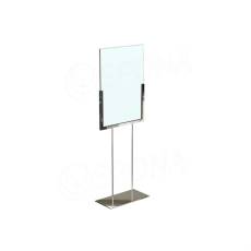 Stojanček INFO A4 na výšku, výška 600 mm, s PVC kapsami, chróm