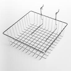 Koš drátěný univerzální 300 x 300 x 100 mm, chrom, pro systémy SLAT a SÍŤ