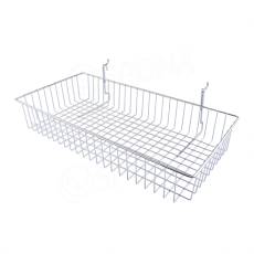Košík drôtený univerzálny 600 x 300 x 100 mm, chróm, pre systémy SLAT a SIEŤ