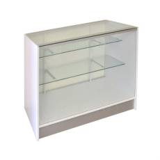 Vitrína presklená, 124x50x93 cm, MDF doska, biela